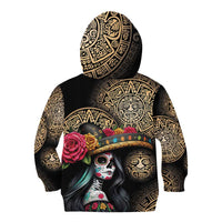 La Calavera Catrina Aztec Circle Kid Hoodie Dia de Muertos - Wonder Print Shop