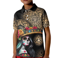 La Calavera Catrina Aztec Circle Kid Polo Shirt Dia de Muertos - Wonder Print Shop