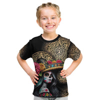 La Calavera Catrina Aztec Circle Kid T Shirt Dia de Muertos - Wonder Print Shop