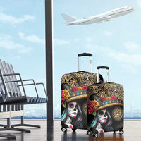 La Calavera Catrina Aztec Circle Luggage Cover Dia de Muertos - Wonder Print Shop