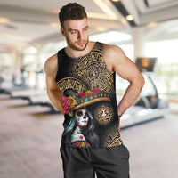 La Calavera Catrina Aztec Circle Men Tank Top Dia de Muertos - Wonder Print Shop