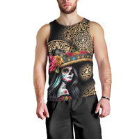 La Calavera Catrina Aztec Circle Men Tank Top Dia de Muertos - Wonder Print Shop