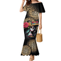La Calavera Catrina Aztec Circle Mermaid Dress Dia de Muertos - Wonder Print Shop