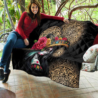 La Calavera Catrina Aztec Circle Quilt Dia de Muertos - Wonder Print Shop