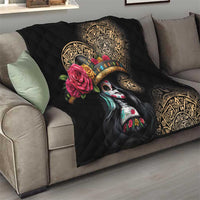 La Calavera Catrina Aztec Circle Quilt Dia de Muertos - Wonder Print Shop