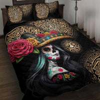 La Calavera Catrina Aztec Circle Quilt Bed Set Dia de Muertos - Wonder Print Shop