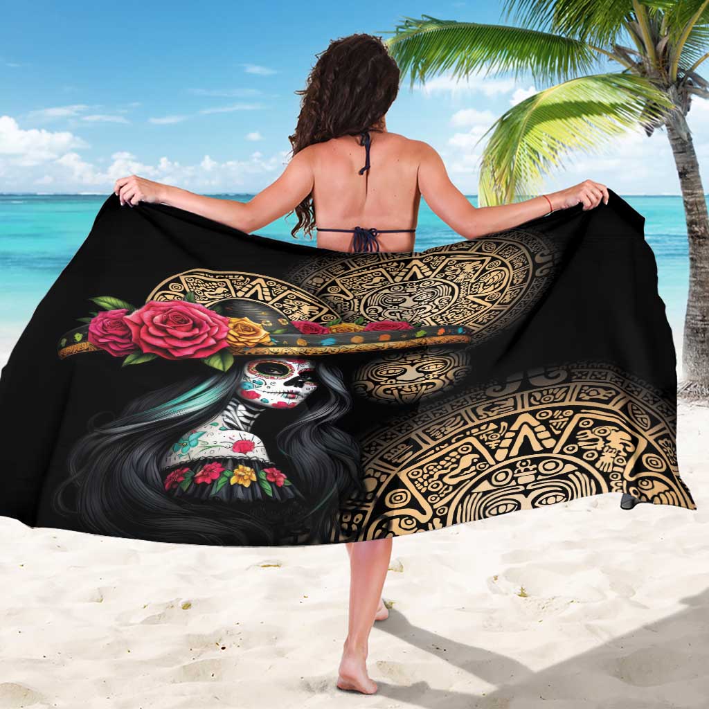 La Calavera Catrina Aztec Circle Sarong Dia de Muertos - Wonder Print Shop