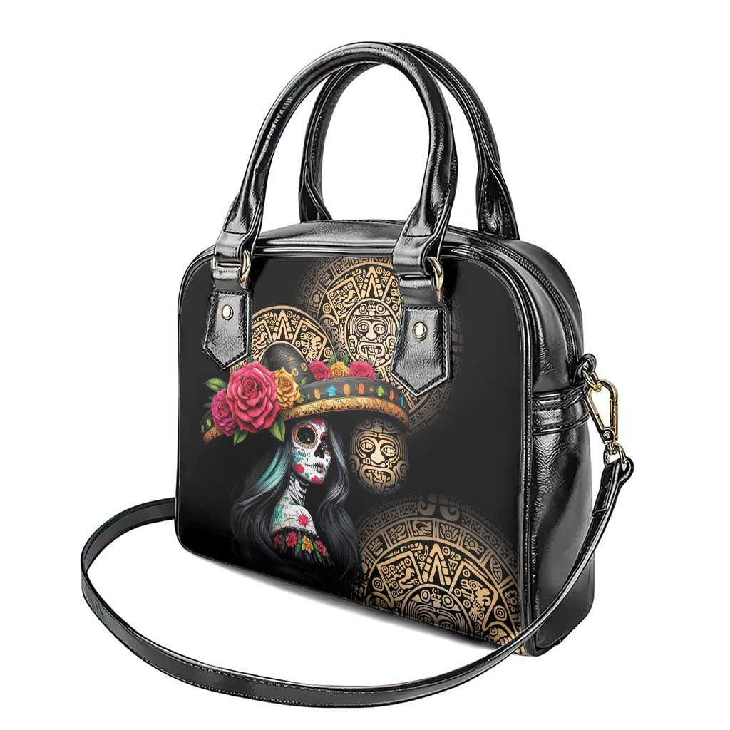 La Calavera Catrina Aztec Circle Shoulder Handbag Dia de Muertos