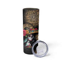 La Calavera Catrina Aztec Circle Skinny Tumbler Dia de Muertos - Wonder Print Shop