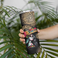 La Calavera Catrina Aztec Circle Skinny Tumbler Dia de Muertos - Wonder Print Shop