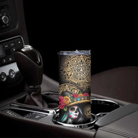 La Calavera Catrina Aztec Circle Skinny Tumbler Dia de Muertos - Wonder Print Shop