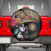 La Calavera Catrina Aztec Circle Spare Tire Cover Dia de Muertos - Wonder Print Shop