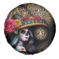 La Calavera Catrina Aztec Circle Spare Tire Cover Dia de Muertos - Wonder Print Shop