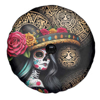 La Calavera Catrina Aztec Circle Spare Tire Cover Dia de Muertos - Wonder Print Shop