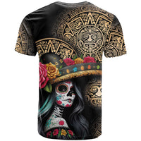 La Calavera Catrina Aztec Circle T Shirt Dia de Muertos - Wonder Print Shop