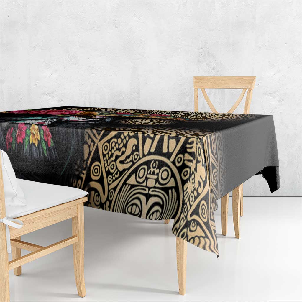 La Calavera Catrina Aztec Circle Tablecloth Dia de Muertos - Wonder Print Shop