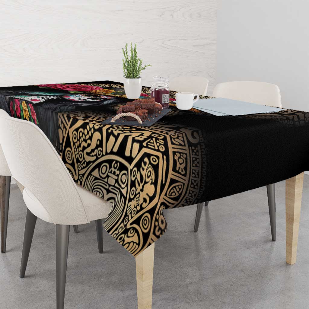 La Calavera Catrina Aztec Circle Tablecloth Dia de Muertos - Wonder Print Shop
