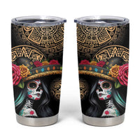 La Calavera Catrina Aztec Circle Tumbler Cup Dia de Muertos - Wonder Print Shop