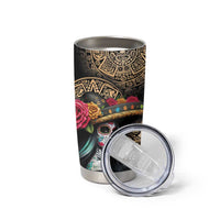 La Calavera Catrina Aztec Circle Tumbler Cup Dia de Muertos - Wonder Print Shop