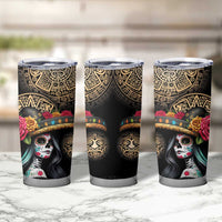 La Calavera Catrina Aztec Circle Tumbler Cup Dia de Muertos - Wonder Print Shop