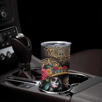 La Calavera Catrina Aztec Circle Tumbler Cup Dia de Muertos - Wonder Print Shop