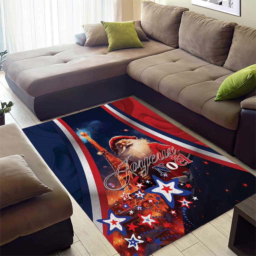 France Christmas Area Rug Joyeux Noel Santa Claus Eiffel Tower - Wonder Print Shop