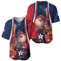 Personalised France Christmas Baseball Jersey Joyeux Noel Santa Claus Eiffel Tower - Wonder Print Shop