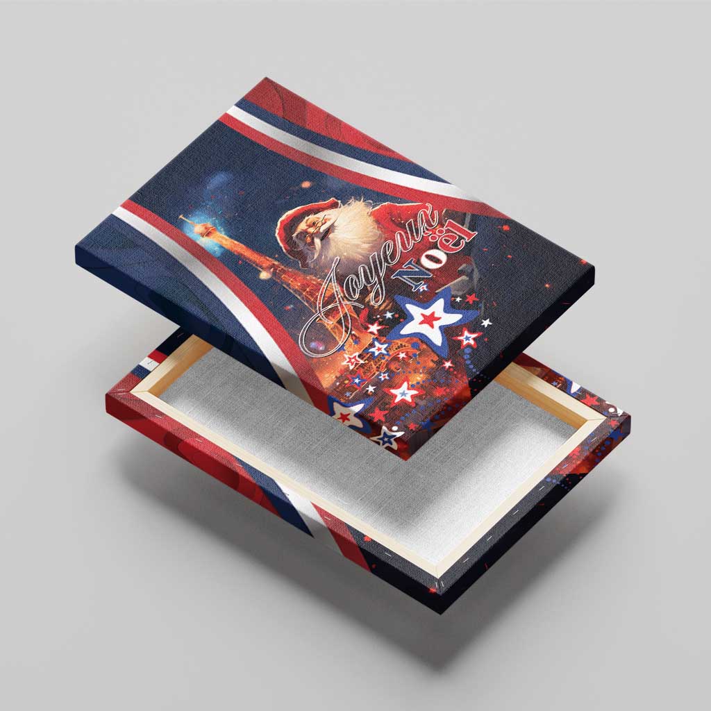 France Christmas Canvas Wall Art Joyeux Noel Santa Claus Eiffel Tower - Wonder Print Shop