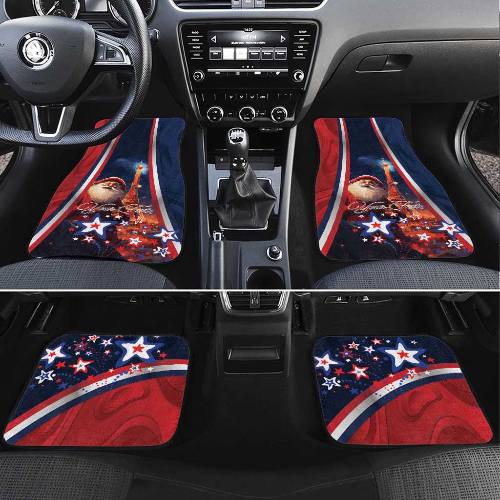 France Christmas Car Mats Joyeux Noel Santa Claus Eiffel Tower - Wonder Print Shop