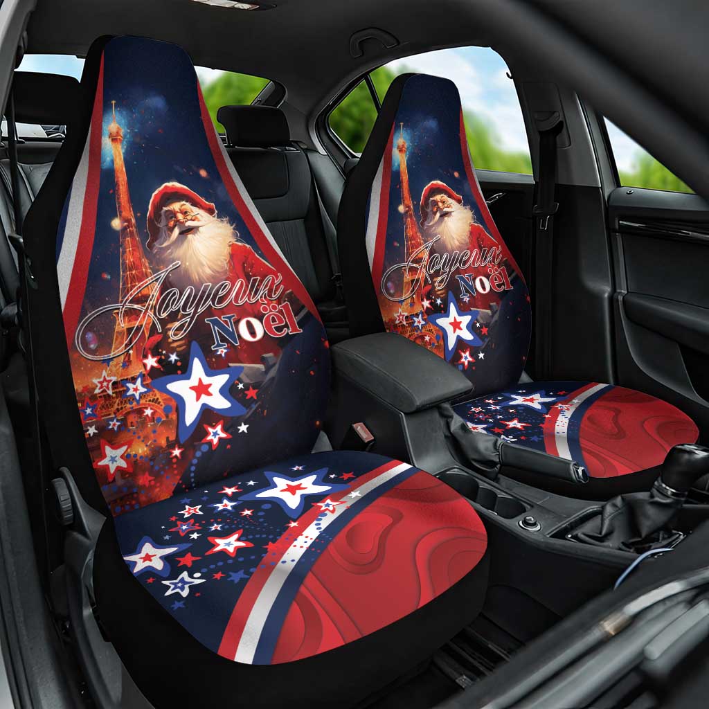 France Christmas Car Seat Cover Joyeux Noel Santa Claus Eiffel Tower - Wonder Print Shop