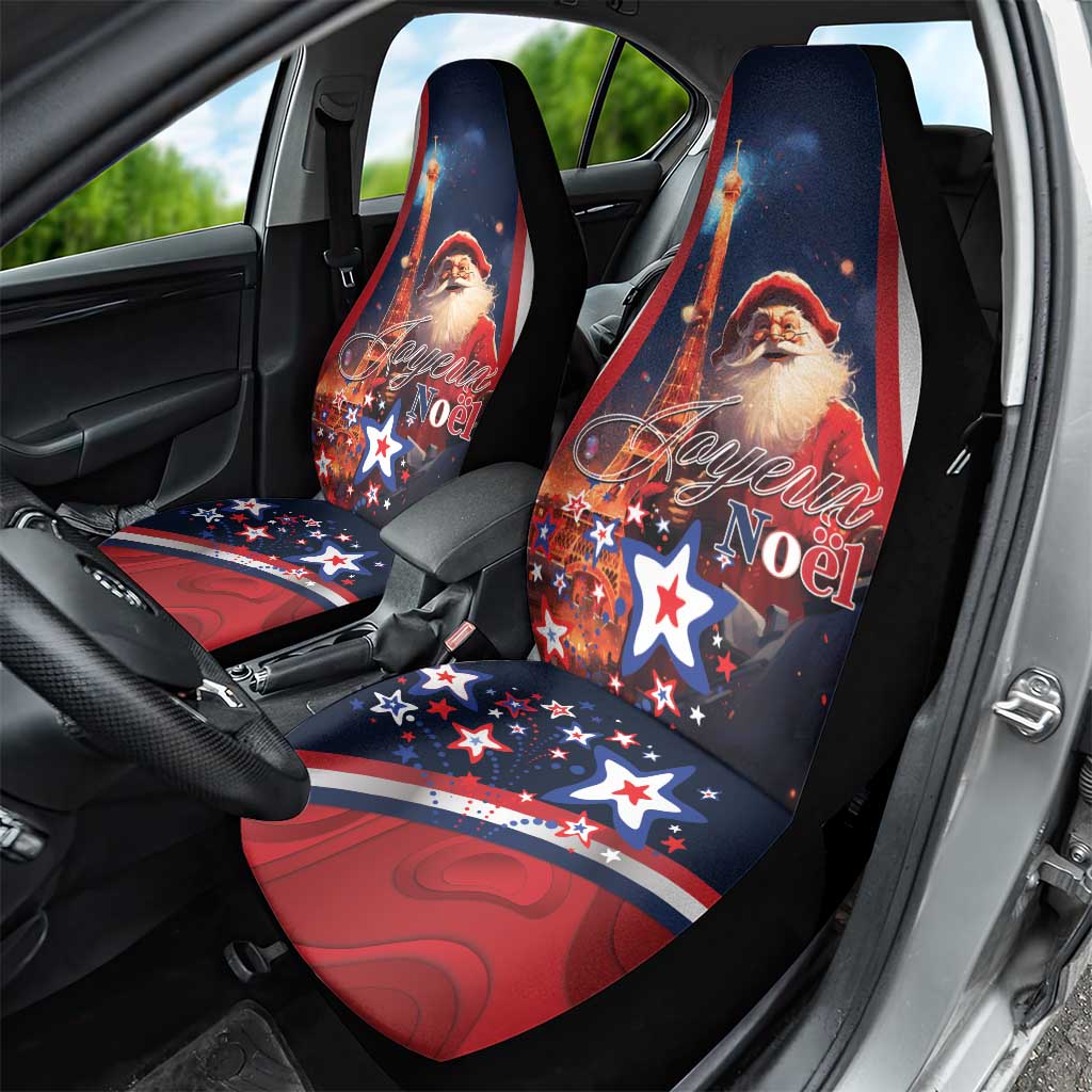 France Christmas Car Seat Cover Joyeux Noel Santa Claus Eiffel Tower - Wonder Print Shop