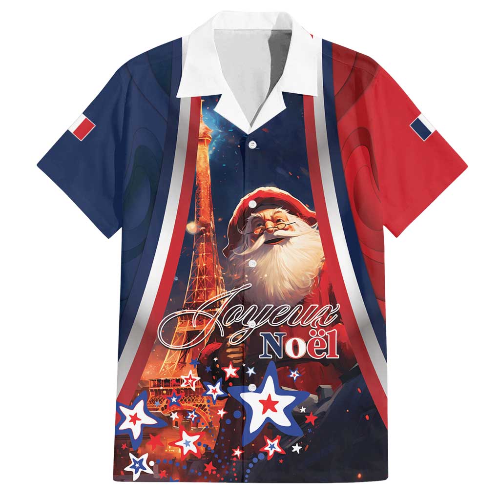 Personalised France Christmas Family Matching Tank Maxi Dress and Hawaiian Shirt Joyeux Noel Santa Claus Eiffel Tower - Wonder Print Shop