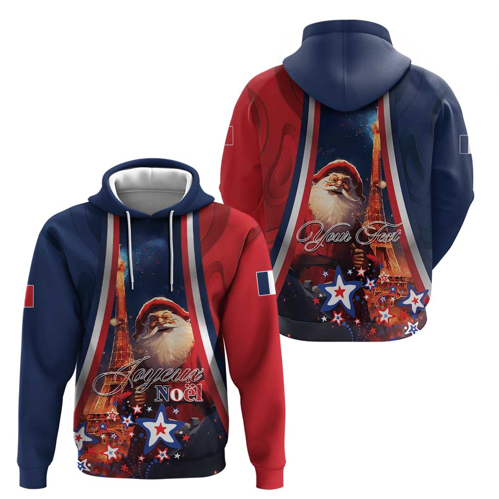 Personalised France Christmas Hoodie Joyeux Noel Santa Claus Eiffel Tower - Wonder Print Shop
