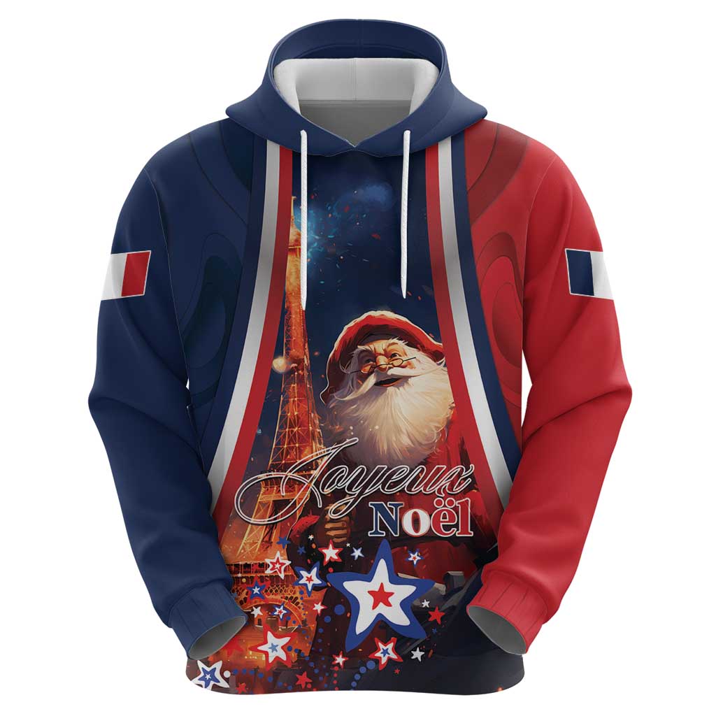 Personalised France Christmas Hoodie Joyeux Noel Santa Claus Eiffel Tower - Wonder Print Shop