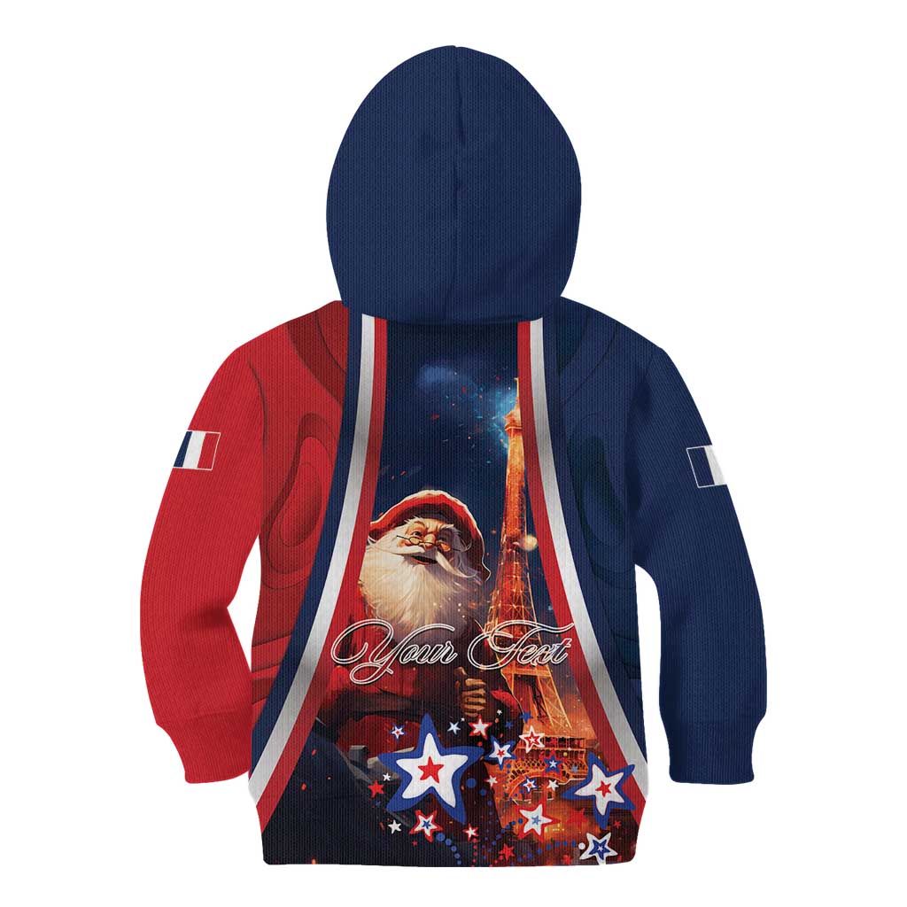 Personalised France Christmas Kid Hoodie Joyeux Noel Santa Claus Eiffel Tower - Wonder Print Shop