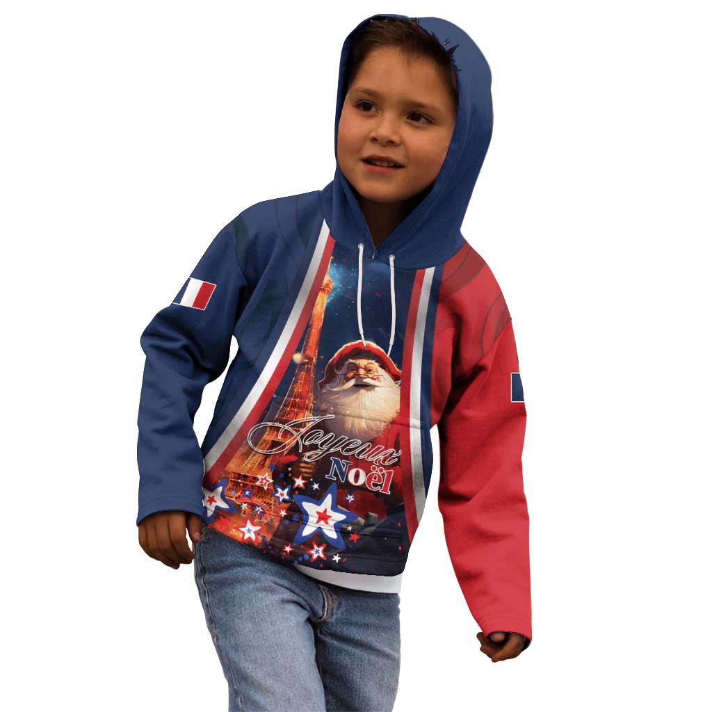 Personalised France Christmas Kid Hoodie Joyeux Noel Santa Claus Eiffel Tower - Wonder Print Shop