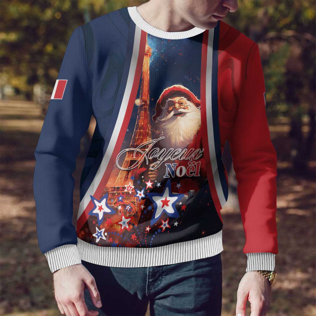 France Christmas Ugly Christmas Sweater Joyeux Noel Santa Claus Eiffel Tower - Wonder Print Shop
