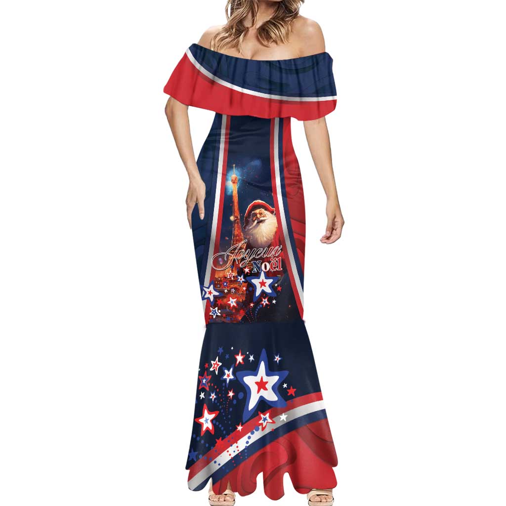 Personalised France Christmas Mermaid Dress Joyeux Noel Santa Claus Eiffel Tower - Wonder Print Shop
