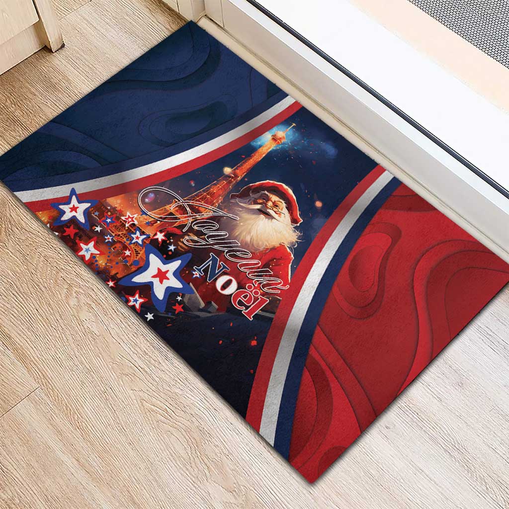 France Christmas Rubber Doormat Joyeux Noel Santa Claus Eiffel Tower - Wonder Print Shop