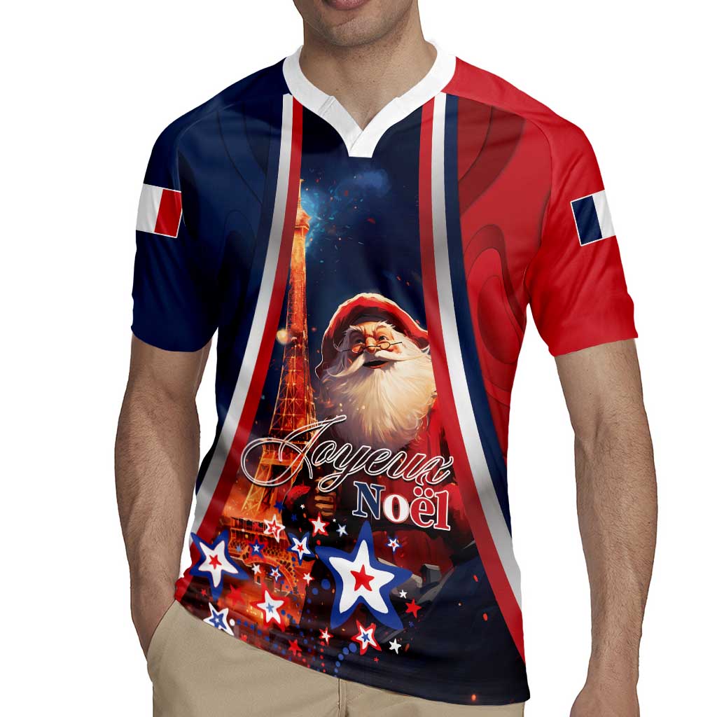 Personalised France Christmas Rugby Jersey Joyeux Noel Santa Claus Eiffel Tower - Wonder Print Shop