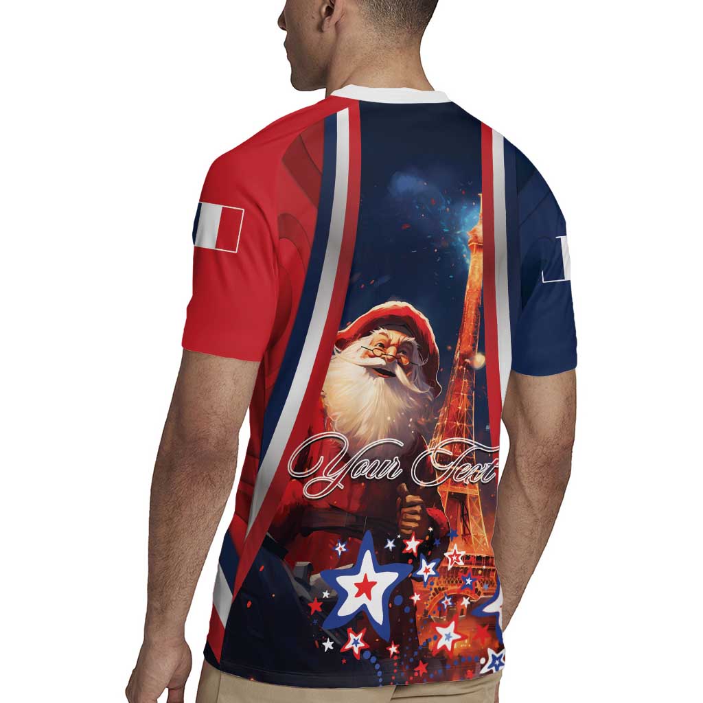 Personalised France Christmas Rugby Jersey Joyeux Noel Santa Claus Eiffel Tower - Wonder Print Shop