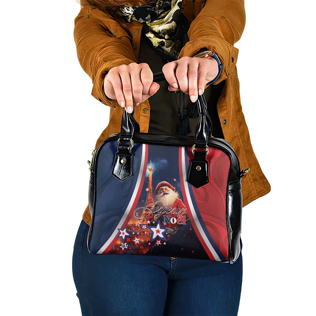 France Christmas Shoulder Handbag Joyeux Noel Santa Claus Eiffel Tower