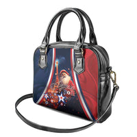 France Christmas Shoulder Handbag Joyeux Noel Santa Claus Eiffel Tower