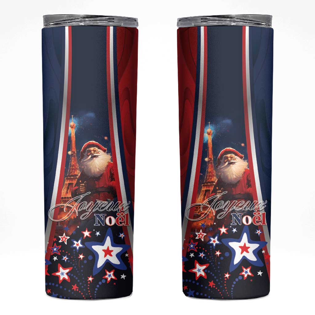 France Christmas Skinny Tumbler Joyeux Noel Santa Claus Eiffel Tower - Wonder Print Shop
