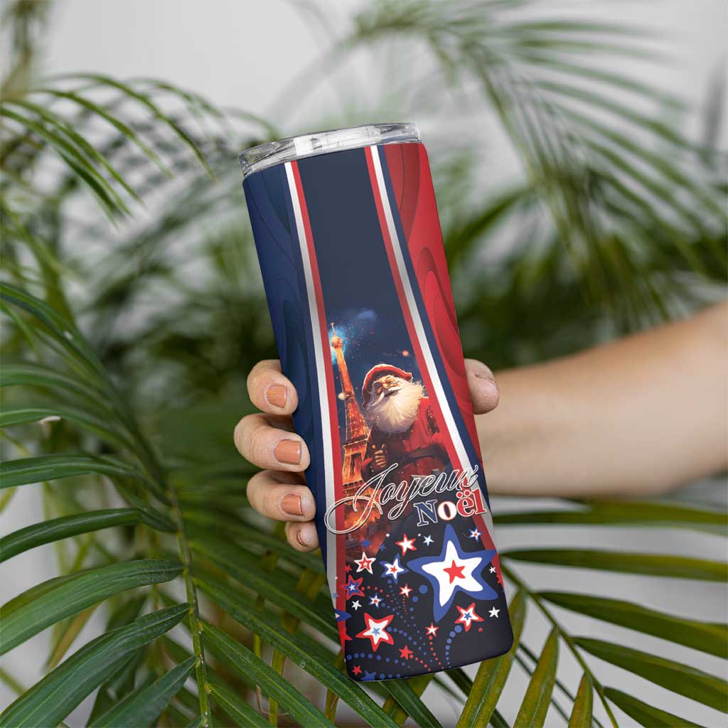 France Christmas Skinny Tumbler Joyeux Noel Santa Claus Eiffel Tower - Wonder Print Shop