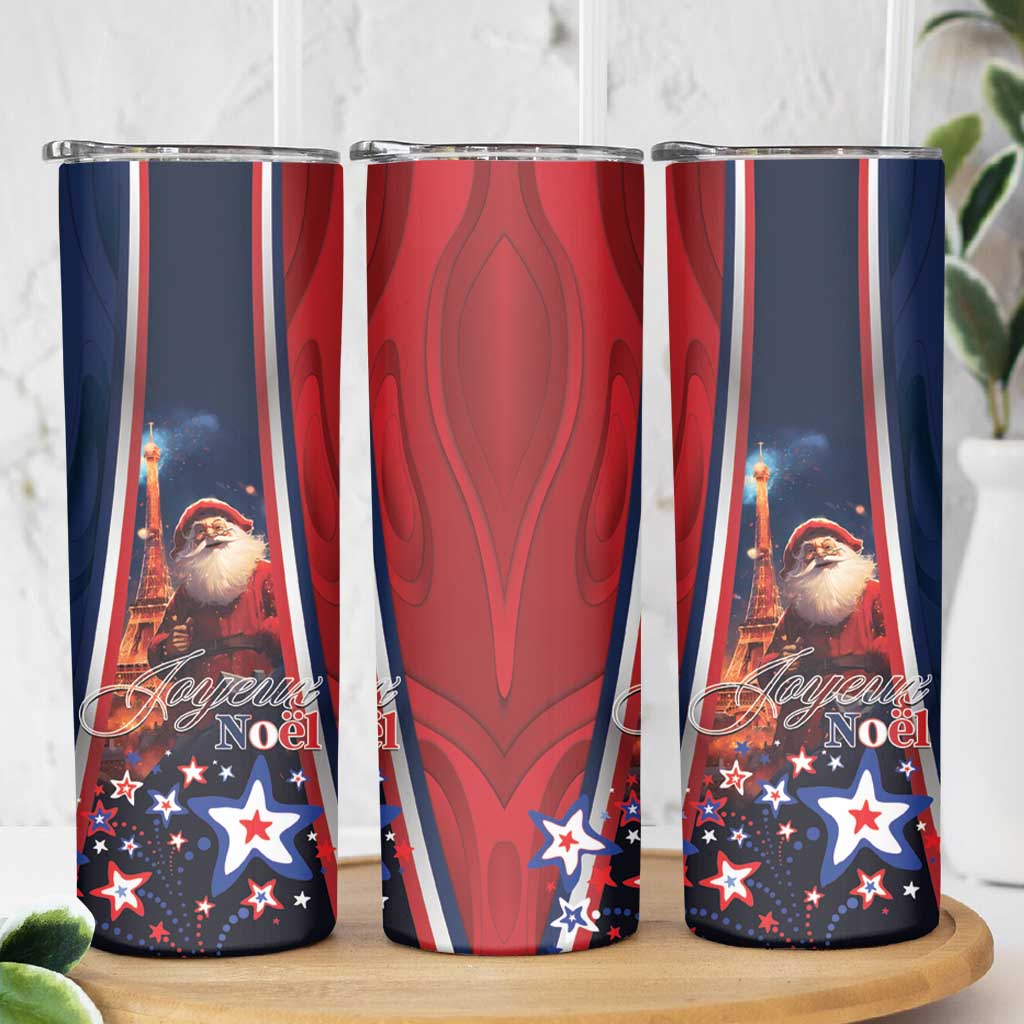 France Christmas Skinny Tumbler Joyeux Noel Santa Claus Eiffel Tower - Wonder Print Shop