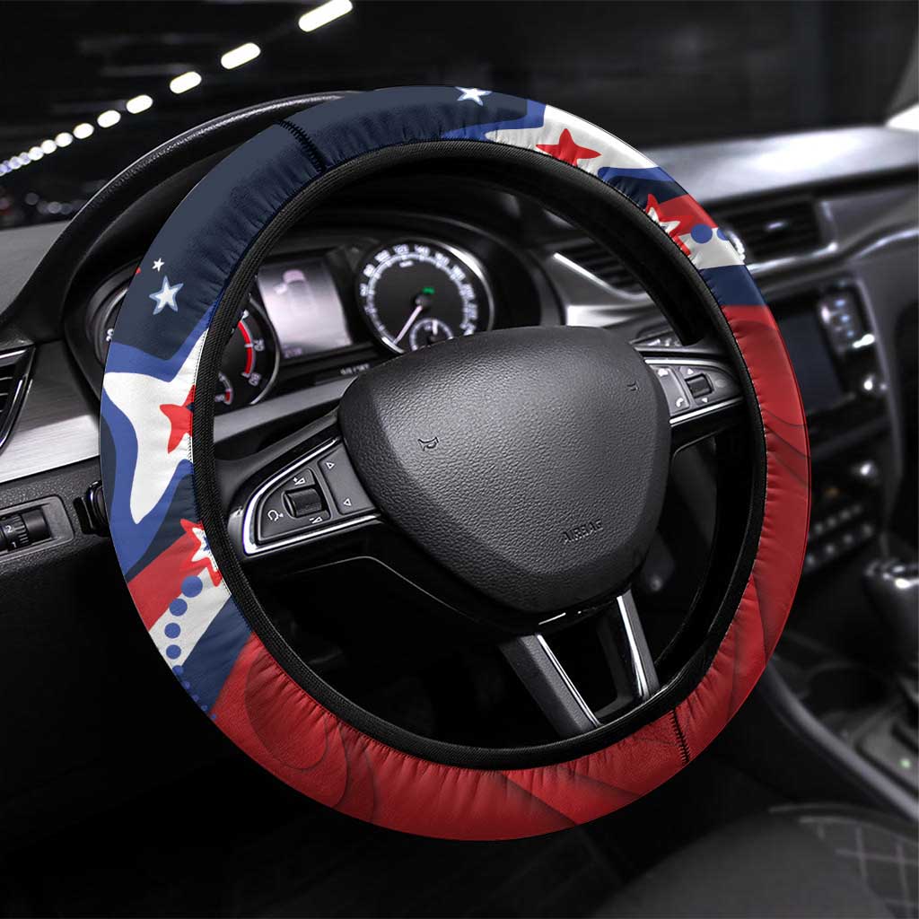 France Christmas Steering Wheel Cover Joyeux Noel Santa Claus Eiffel Tower - Wonder Print Shop