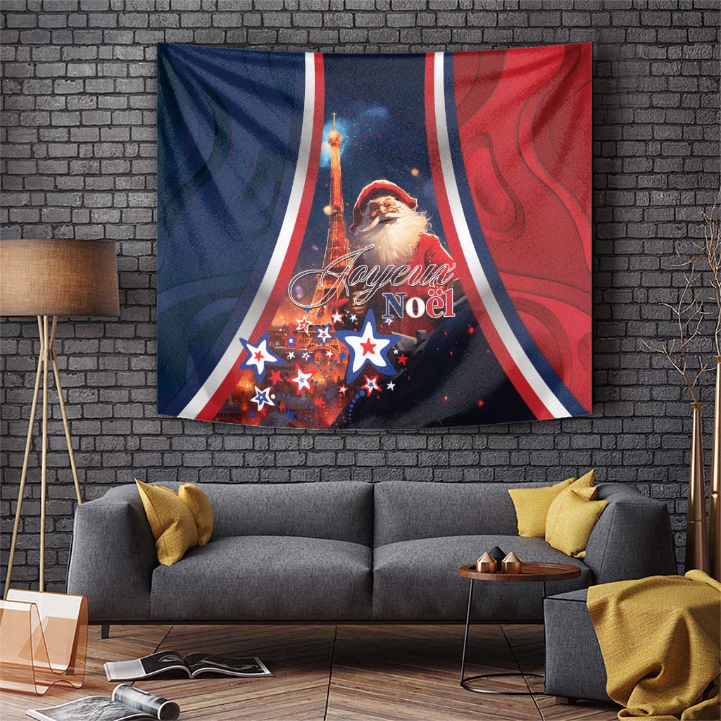France Christmas Tapestry Joyeux Noel Santa Claus Eiffel Tower - Wonder Print Shop