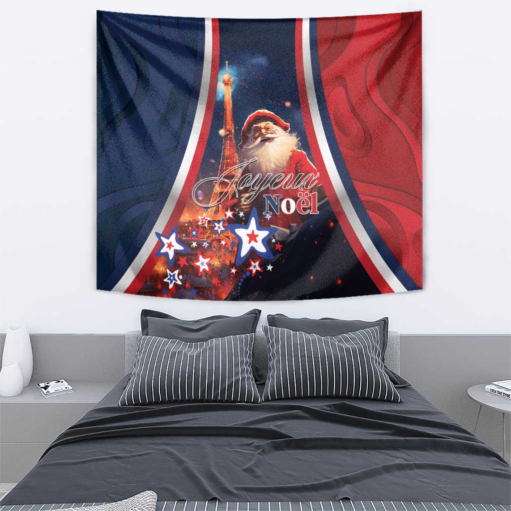 France Christmas Tapestry Joyeux Noel Santa Claus Eiffel Tower - Wonder Print Shop