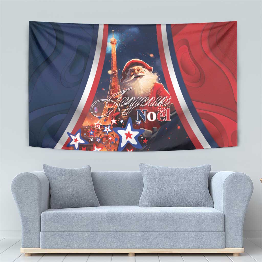 France Christmas Tapestry Joyeux Noel Santa Claus Eiffel Tower - Wonder Print Shop